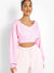 Boohoo Crew Neck Fleece Cropped Sweatshirt For Ladies-Pink-BE184