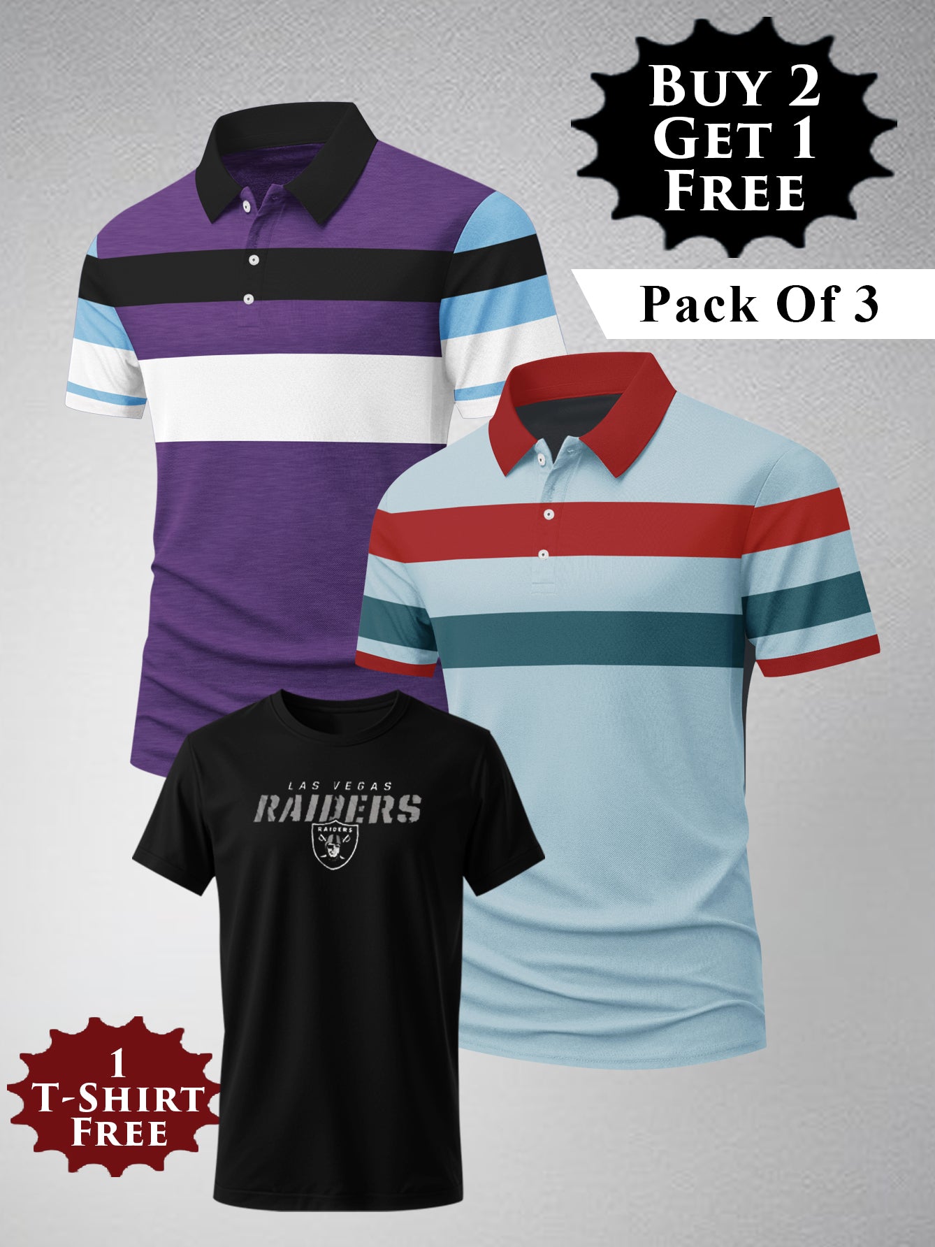 Buy 2 Get 1 Free Pack Of 2 Summer Polo Shirt For Men-BE3372/BR15820