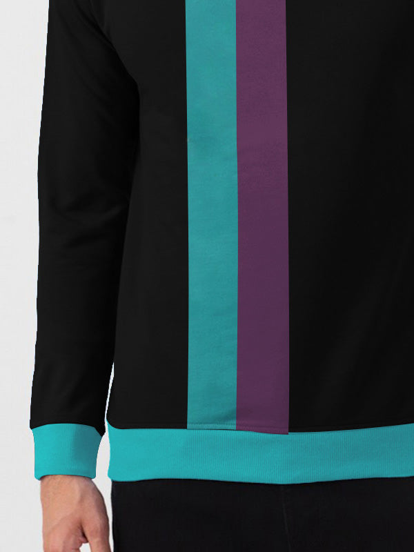 CHIRUCA Fleece Sweatshirt For Men-Black with Zinc & Indigo Panels-BE2753