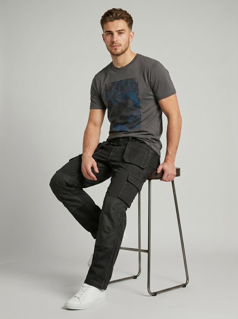 Black Cargo Trouser For Men-BE9251