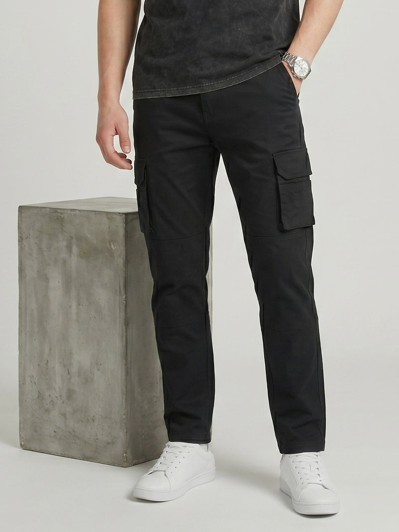 Black Cargo Trouser For Men-BE0842