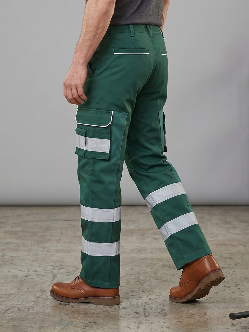 Green Cargo Trouser For Men With Reflectors-BE4360