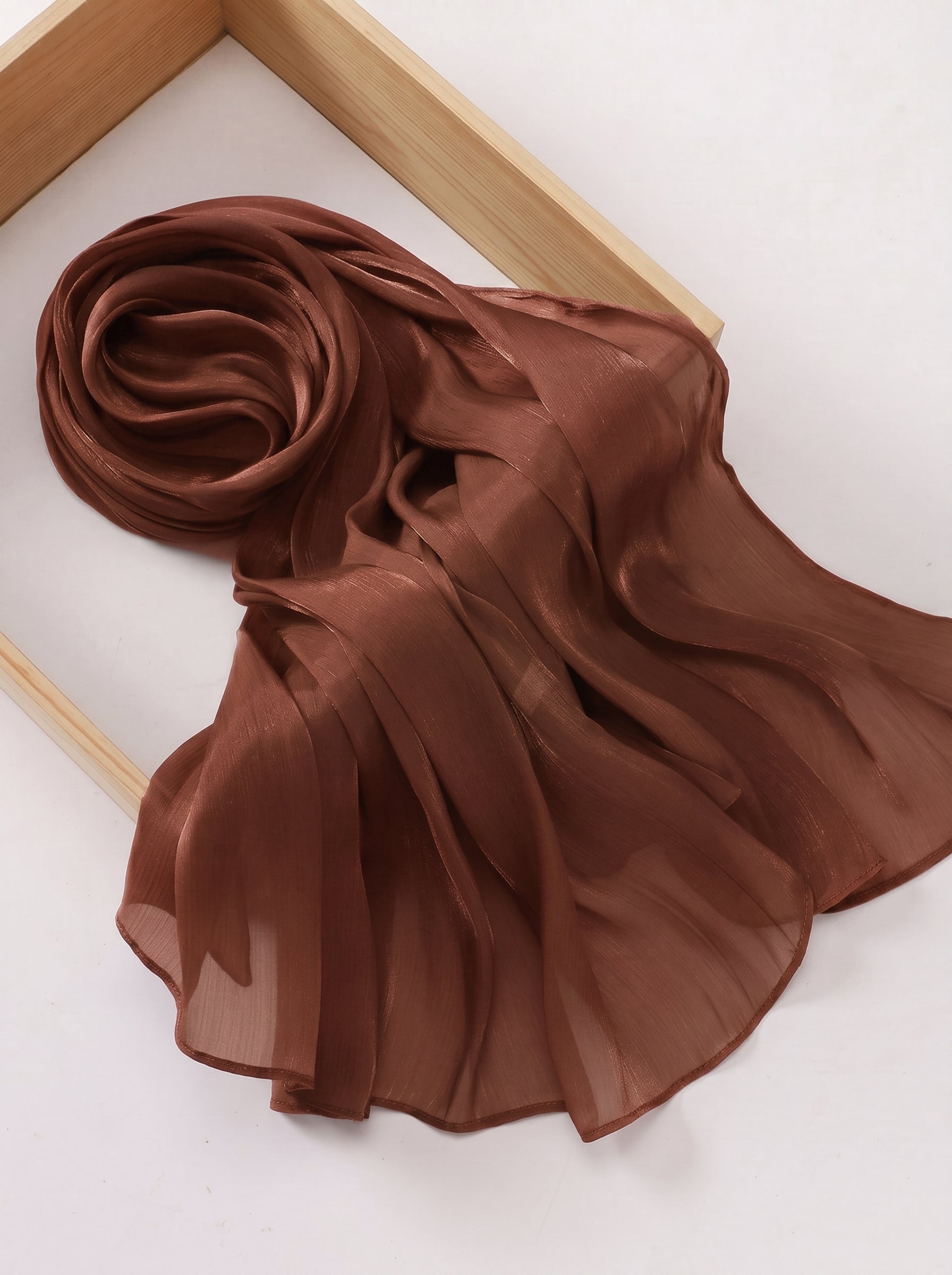 Imported Net Dupatta-Rust Brown