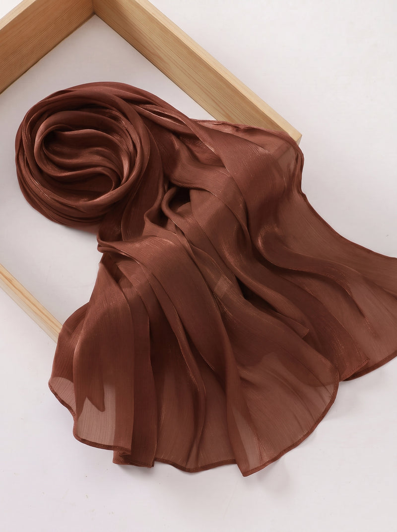 Imported Net Dupatta-Rust Brown