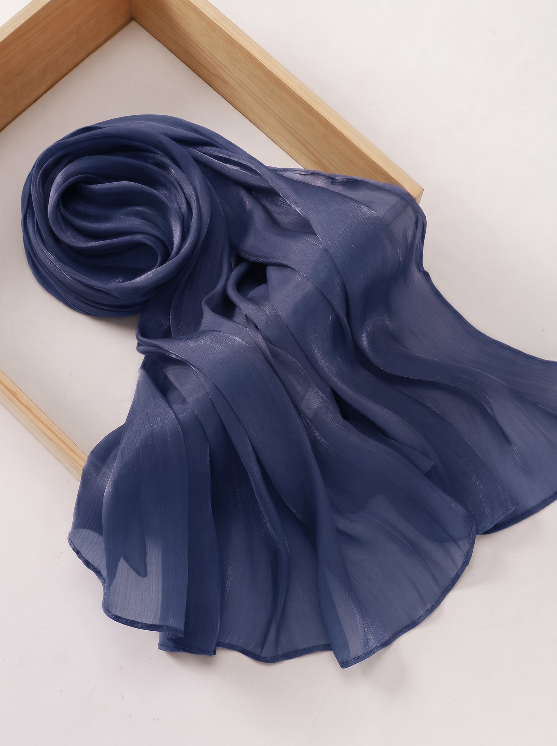 Imported Net Dupatta-Steel Blue