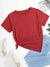 ChecnOne Crew Neck Tee Shirt For Girls-Coral Red-BE1442