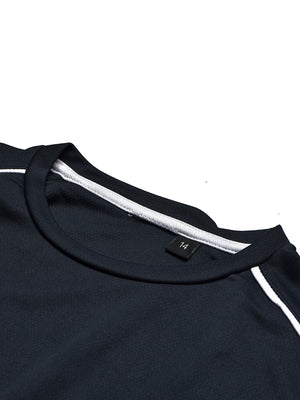 Cloke Active Wear Crew Neck T-Shirt For Kids-Navy & White-BE1363