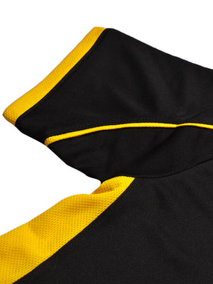 Cloke Active Wear Polo Shirt For Kids-Black & Yellow-BE1360