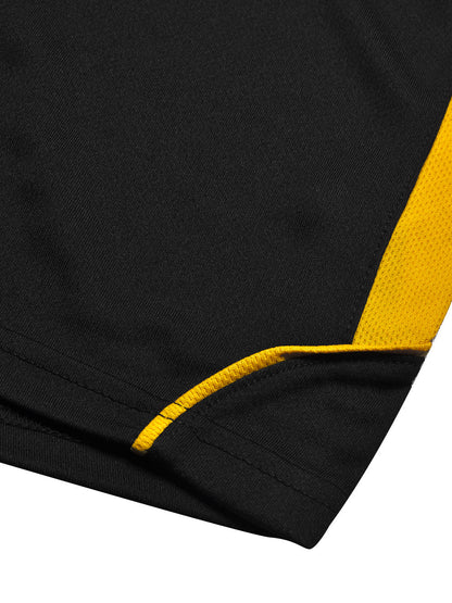 Cloke Active Wear Polo Shirt For Kids-Black & Yellow-BE1360