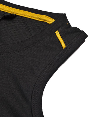 Cloke Active Wear Sleeveless T-Shirt For Kids-Black & Yellow-BE1367