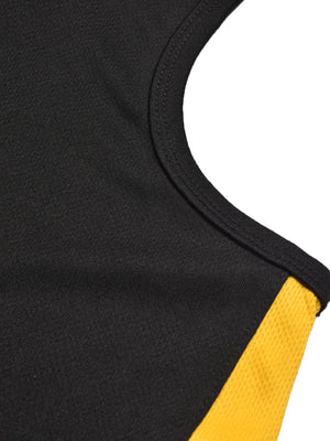 Cloke Active Wear Sleeveless T-Shirt For Kids-Black & Yellow-BE1367