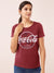 Coca Cola Crew Neck Tee Shirt For Ladies-Coral Pink Melange-SP3150