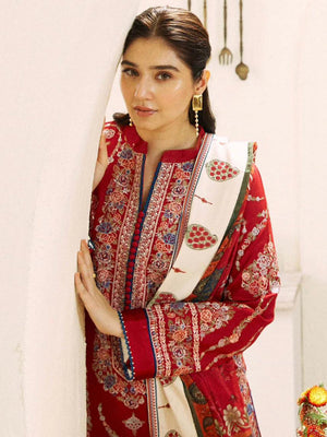 Coco By Zara Shah Jahan Embroidered Lawn Unstitched 3 Pcs Suit For Women-BE3133/BR15033