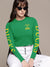 47 Crew Neck Full Sleeve Crop Tee Shirt For Ladies-Green-SP1987