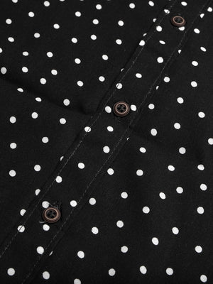 DKRS Premium Casual Shirt For Men-Black with Allover Dotted Print-BE14222