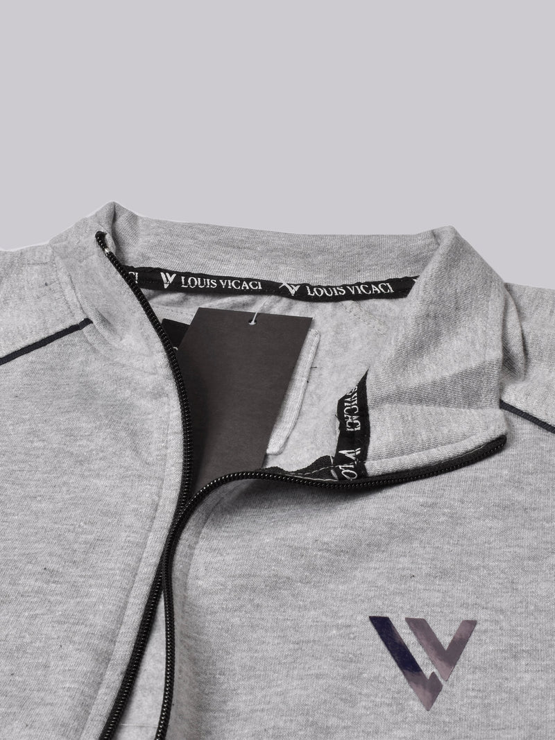 Louis Vicaci Fleece Zipper Tracksuit For Men-Grey Melange-RT1351
