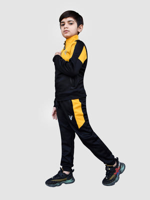 Louis Vicaci Lightning Flash Training Tracksuit For Kids-Black & Yellow-RT1176