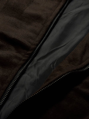 Premium Stylish Suede Zipper Jacket For Men-Dark Brown-BE2223