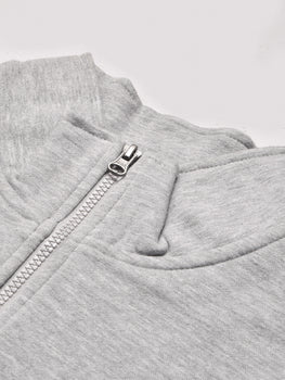 Louis Vicaci Fleece Stylish 1/4 Zipper Mock Neck For Men-Grey Melange-BE223