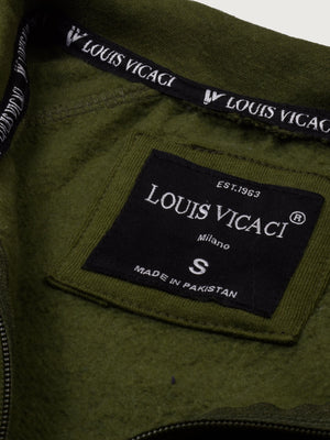 Louis Vicaci Fleece Zipper Tracksuit For Men-Olive Green-RT1344