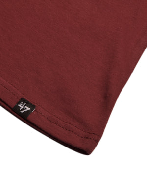 47 Single Jersey Crew Neck Tee Shirt For Men-Maroon with Print-SP1657