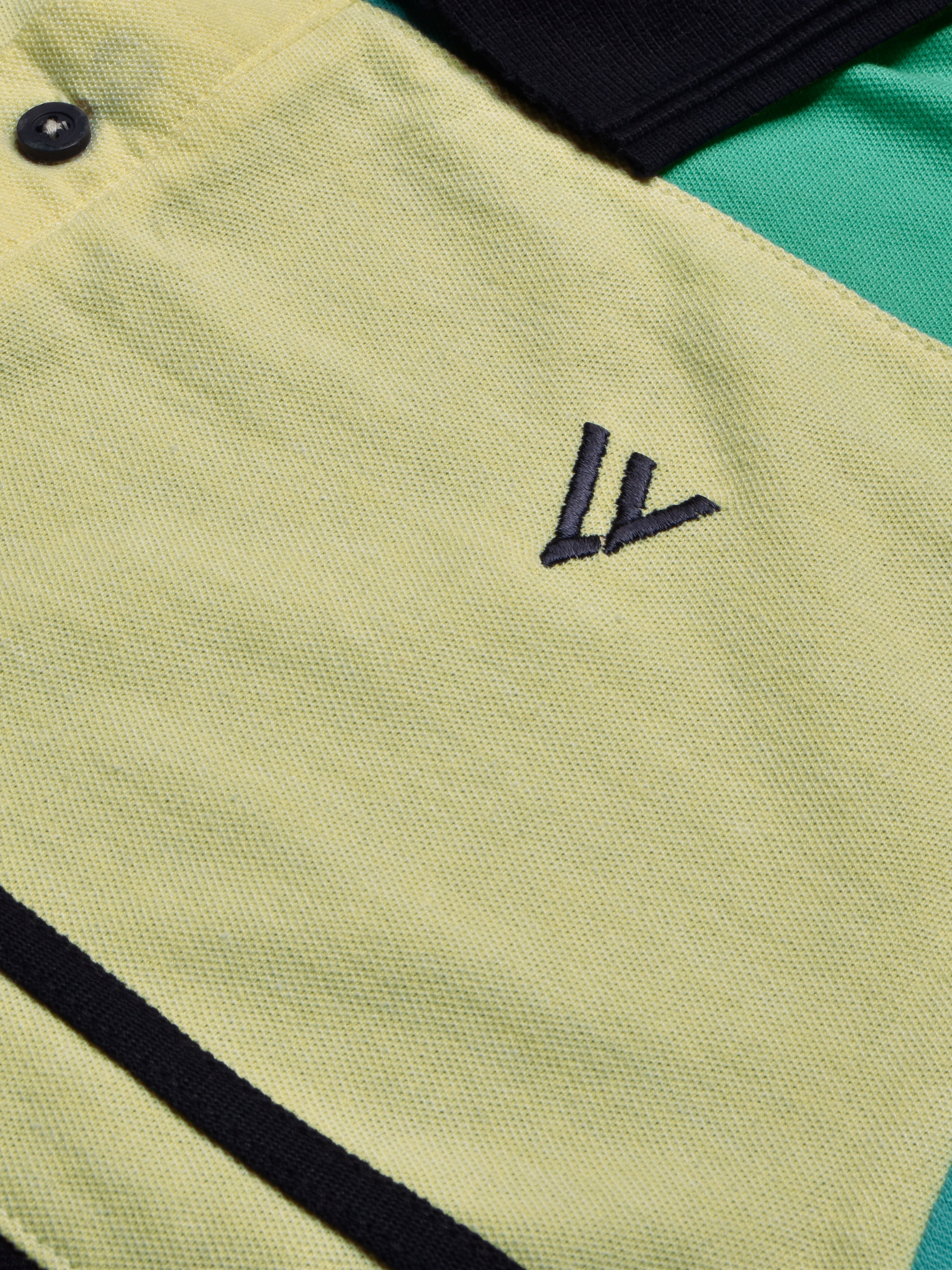 LV Summer Polo Shirt For Men-Dark Navy with Yellow & Green-SP1592/RT2383