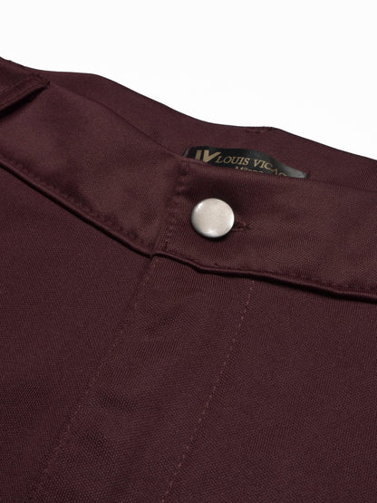 Louis Vicaci Interlock Stretchy Slim Fit Pent For Men-Maroon-SP1788/RT2438
