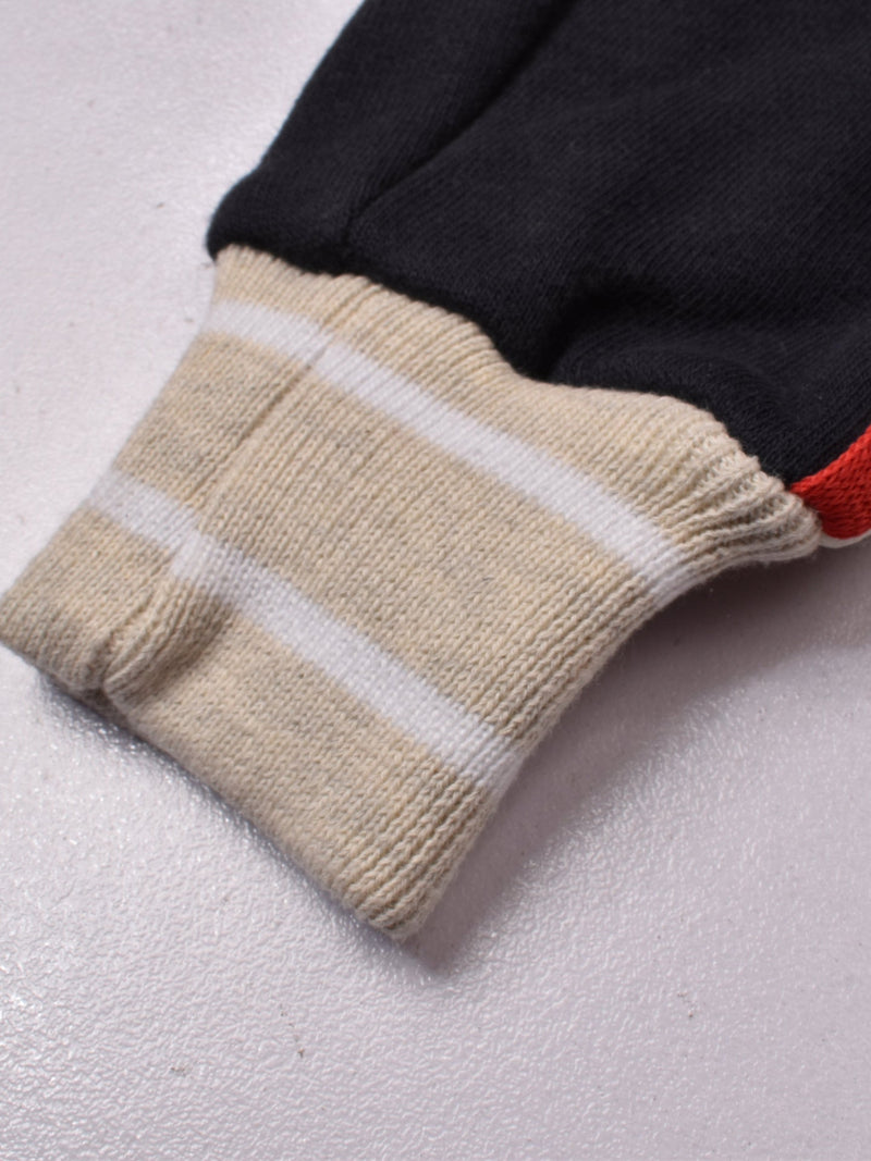 Red Pearl Terry Fleece Slim Fit Jogger Trouser For Kids-Navy & Off White With Assorted Stripes-Rt2167