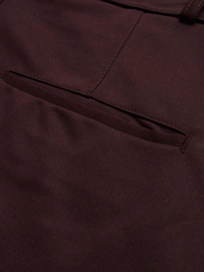 Louis Vicaci Interlock Stretchy Slim Fit Pent For Men-Maroon-SP1788/RT2438