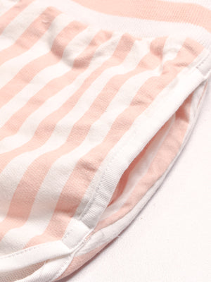 Next Terry Fleece Short Length Terry Short For Ladies-White with Pink Stripe-BE159/BR969