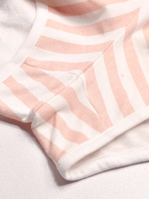 Next Terry Fleece Short Length Terry Short For Ladies-White with Pink Stripe-BE159/BR969