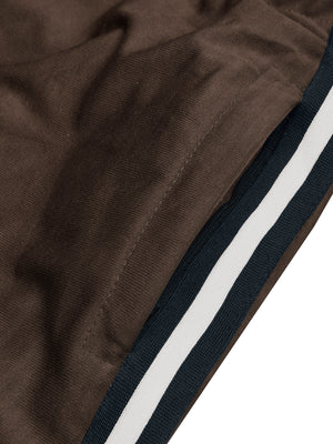 Louis Vicaci Slim Fit Active Wear Summer Trouser For Men-Dark Brown with Navy & White Stripes-SP2512