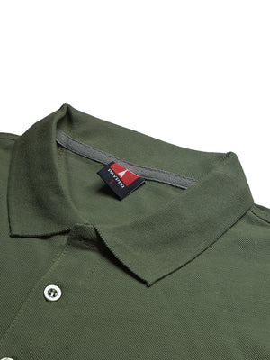 PYPR Summer Solid Polo Shirt For Men-Olive Green-BE1595