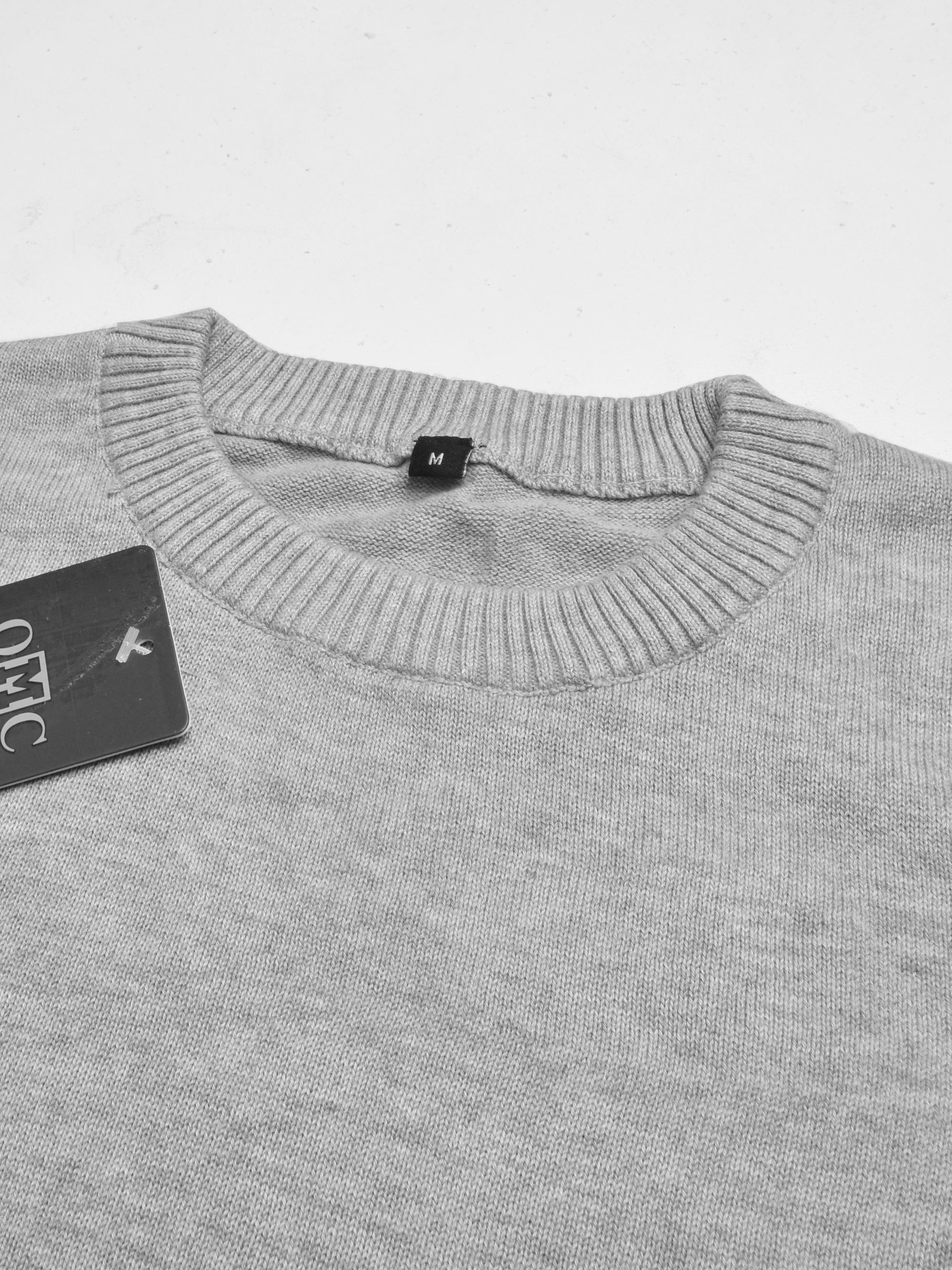 Full Fashion Crew Neck Wool Sweater For Men-Grey Melange-SP1111/RT2252
