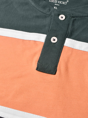 Louis Vicaci P.Q Long Sleeve Henley Shirt For Men-Dark Slate Grey with Orange Panel-SP1739