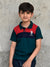 USPA Half Sleeve P.Q Polo Shirt For Kids-Dark Zinc & Red-RT1975