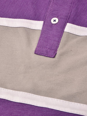 Louis Vicaci P.Q Long Sleeve Henley Shirt For Men-Purple Melange with Grey Panel-SP1738/RT2427