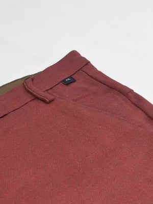 Morfin Slim Fit Cotton Chino Pent For Men-Carrot Red Melange-RT1811