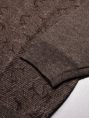 Louis Vicaci Full Sleeve Wool Sweatshirt For Men-Brown Melange-BE263/BR1068