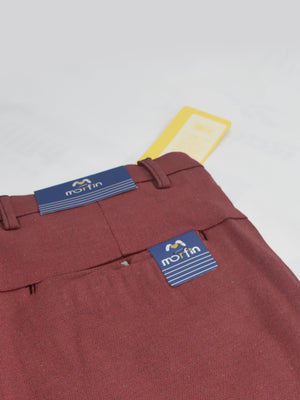 Morfin Slim Fit Cotton Chino Pent For Men-Carrot Red Melange-RT1811