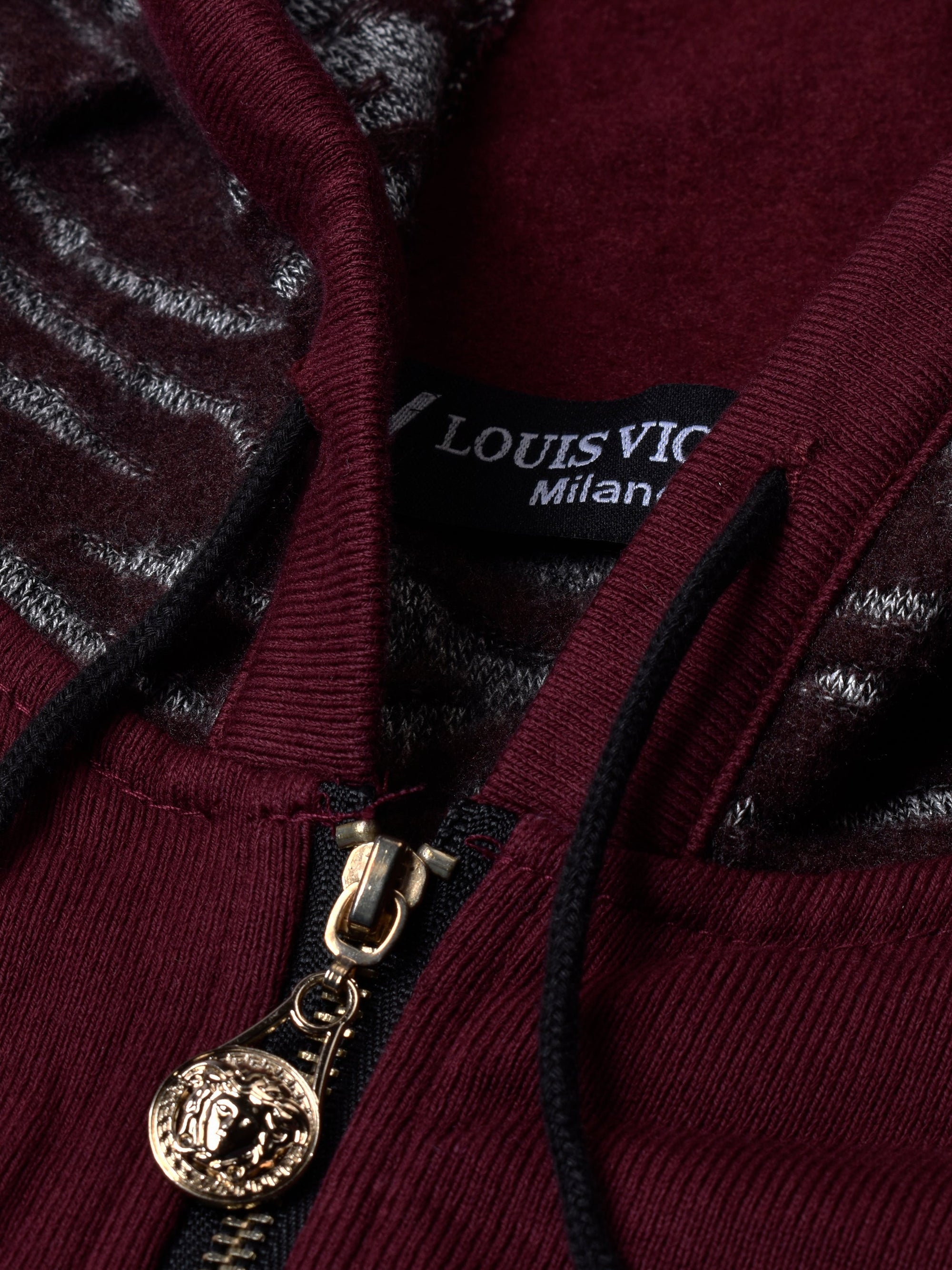 Louis Vicaci Fleece Sleeveless Zipper Sweater For Men-Maroon-RT1506
