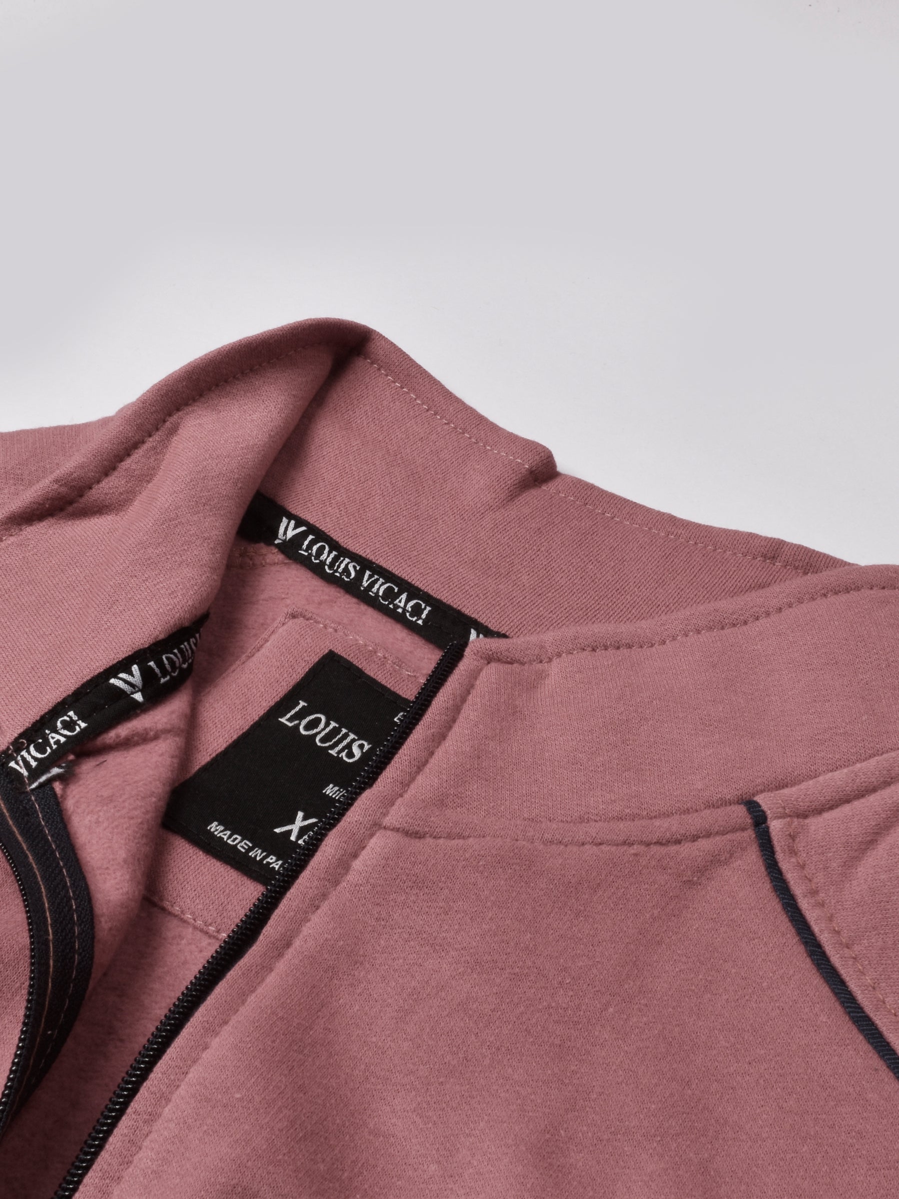 Louis Vicaci Fleece Zipper Tracksuit For Men-Dark Pink-RT1383