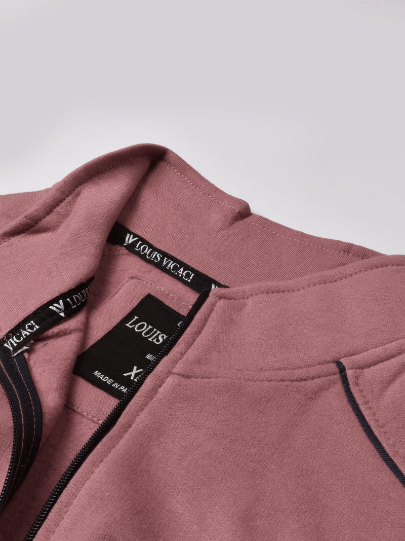 Louis Vicaci Fleece Zipper Tracksuit For Men-Dark Pink-RT1383