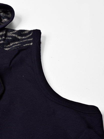 Louis Vicaci Fleece Sleeveless Zipper Sweater For Men-Navy Blue-RT1508