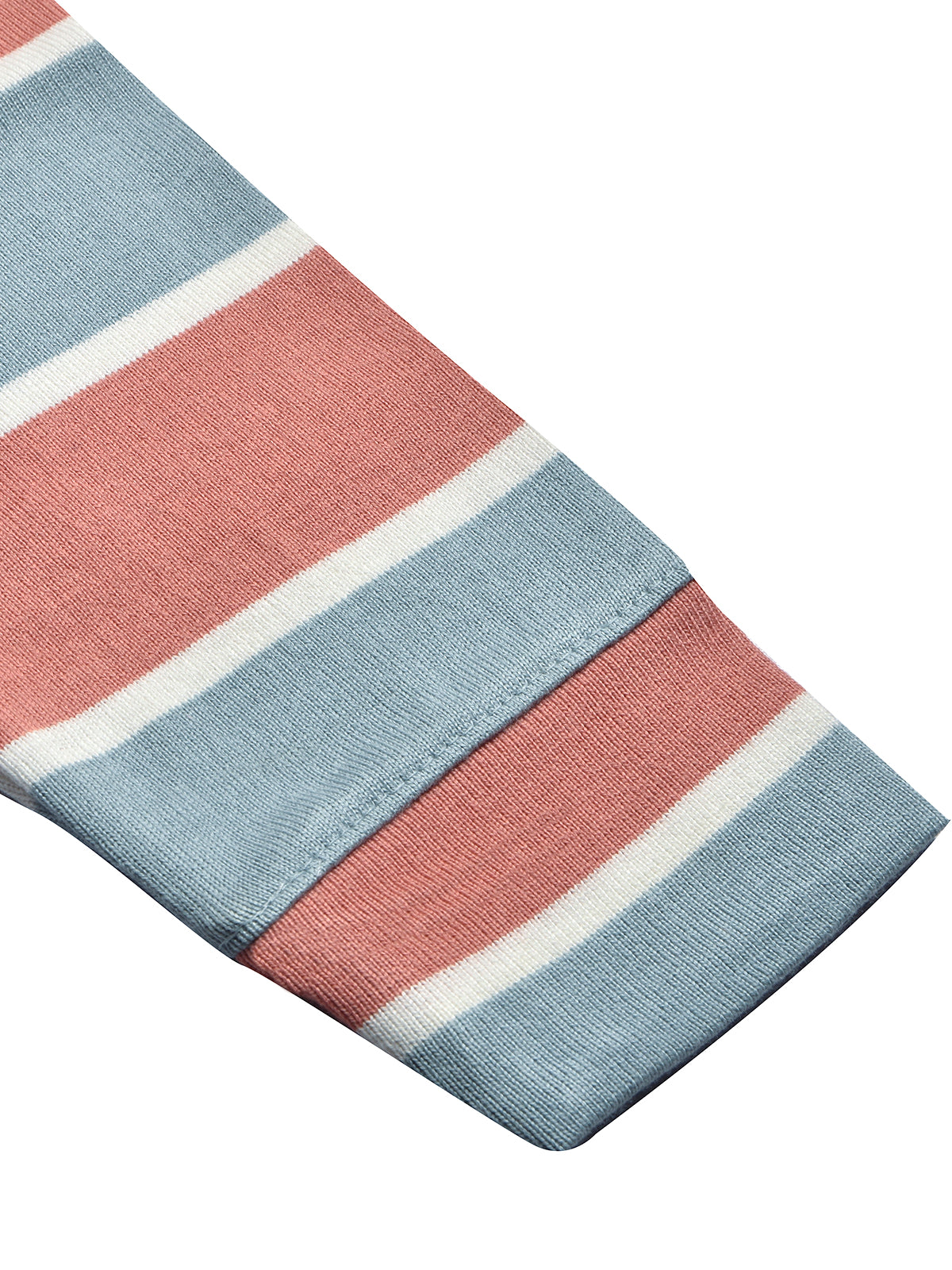 Louis Vicaci Long Sleeve Polo Shirt For Men-Orange with Slate Blue Stripe-BR782