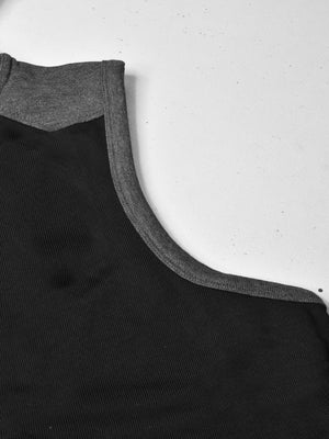 Louis Vicaci Fleece Sleeveless Zipper Sweater For Men-Black & Charcoal-RT1505