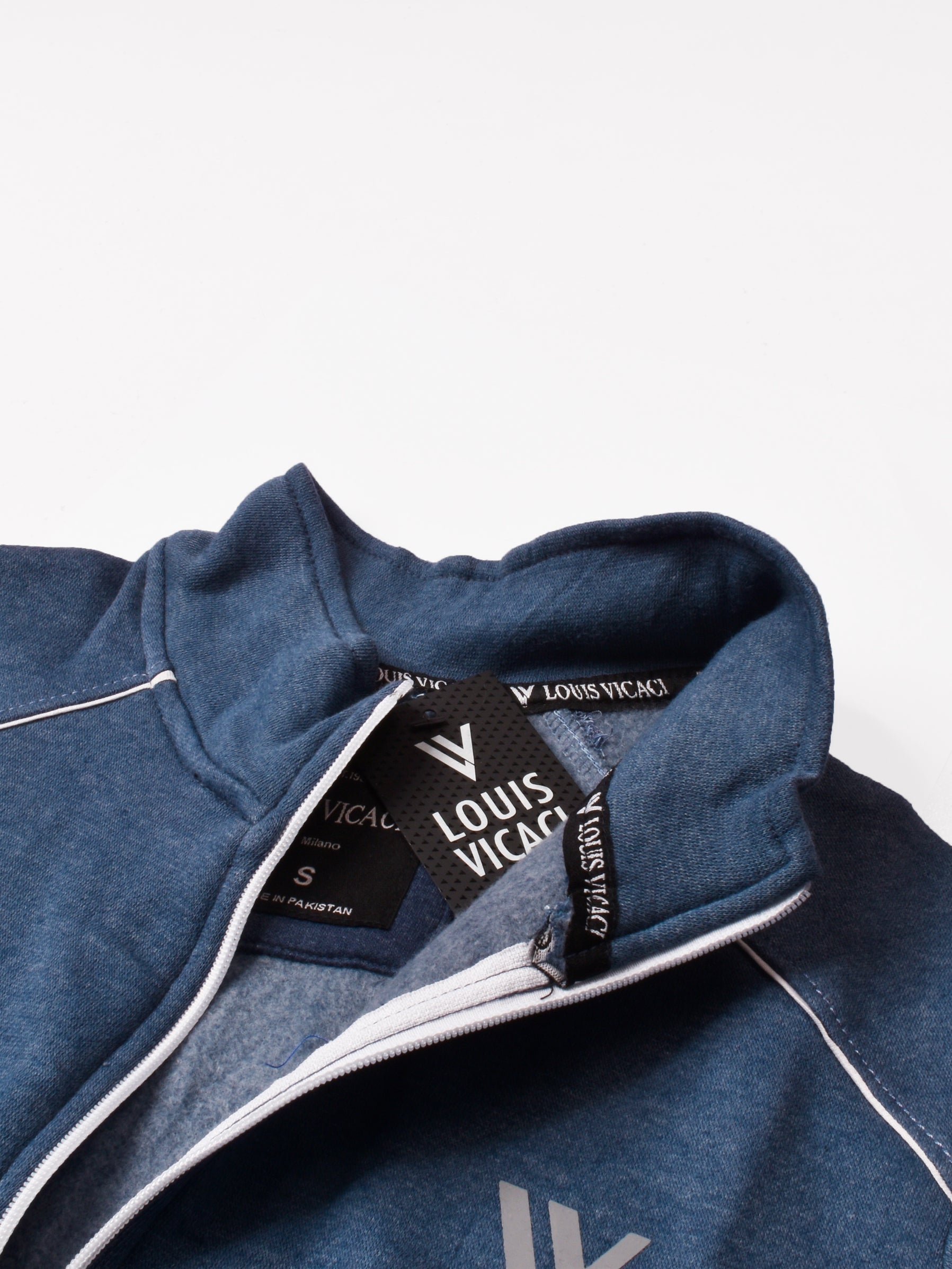 Louis Vicaci Fleece Zipper Tracksuit For Men-Blue Melange-RT1382