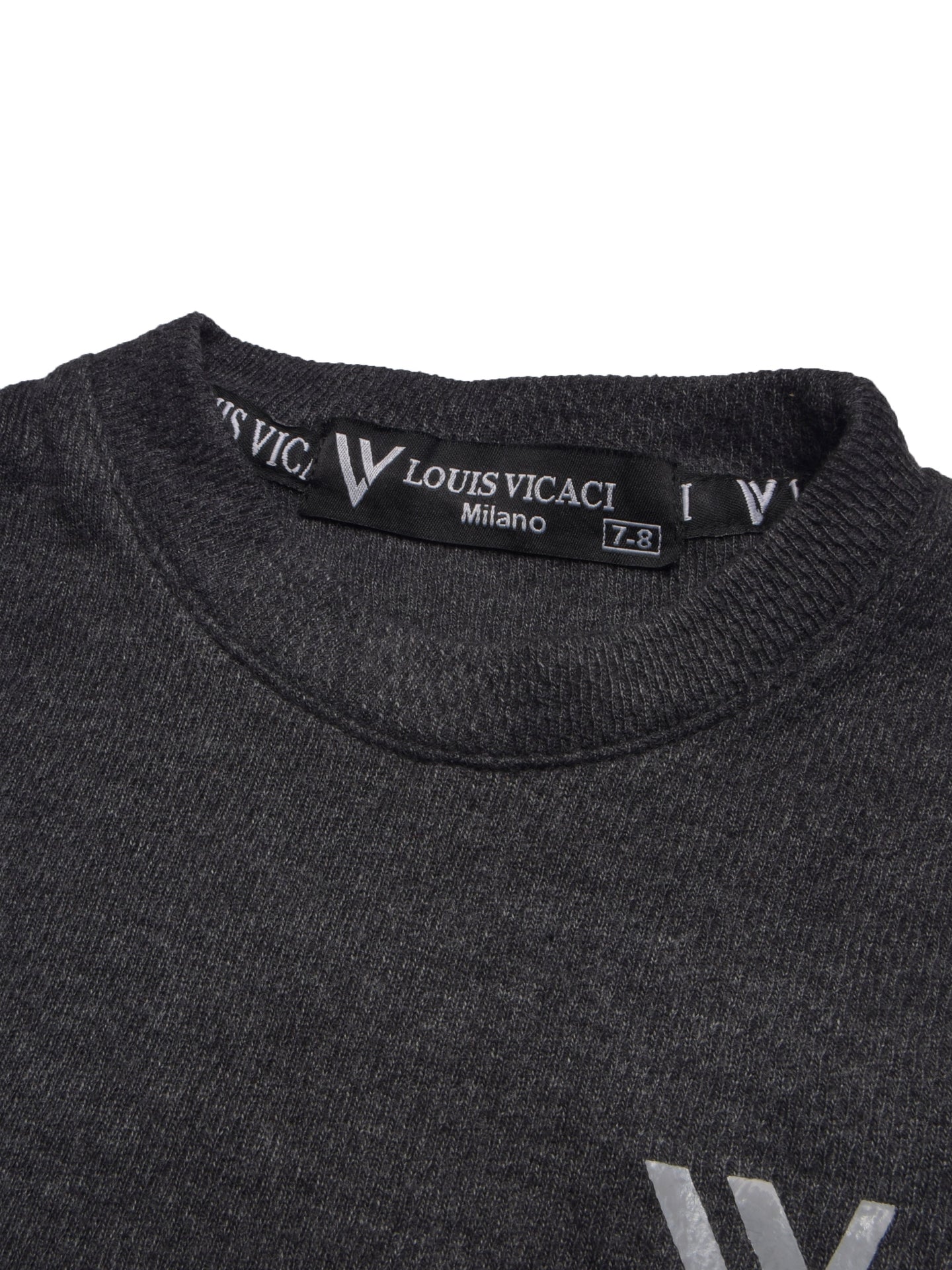 LV Crew Neck Long Sleeve Thermal Tee Shirt For Kids-Black with Orange & Grey-SP1718/RT2422