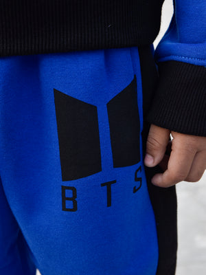 BTS Fleece Tracksuit For Kids-Dark Blue with Black-BE32/BR877