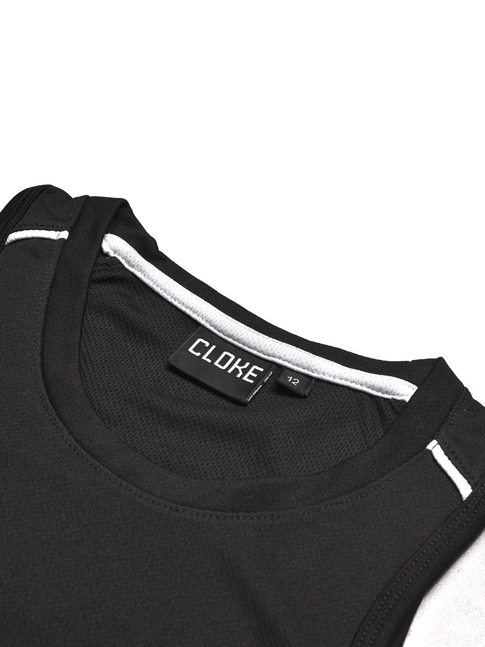 Cloke Active Wear Sleeveless T-Shirt For Kids-Black & White-BE1366